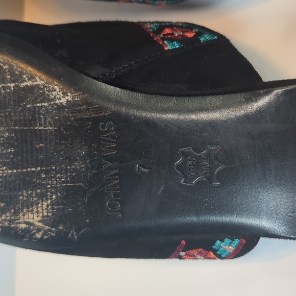 Johnny Was Embroidered Slip On Black Mules Size 7 - Picture 7 of 11